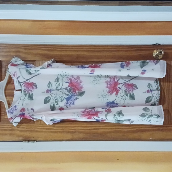 Motherhood Maternity Pink Floral Flutter Sleeve Midi  Dress Size M - Picture 3 of 13